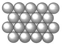apelsiner, biljardbollar enligt smak... Hur tätt är rymden fylld av dessa Tätpackat struktur i 2D Enhetscell ritad i rött En atom/enhetscell sfärer i en viss kristallstruktur?