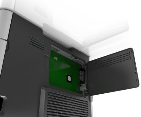 Tilläggsskrivarinställning 13 Tilläggsskrivarinställning Installera interna tillval VAR FÖRSIKTIG RISK FÖR ELEKTRISK STÖT: Om du vill komma åt systemkortet eller installera ytterligare maskinvara