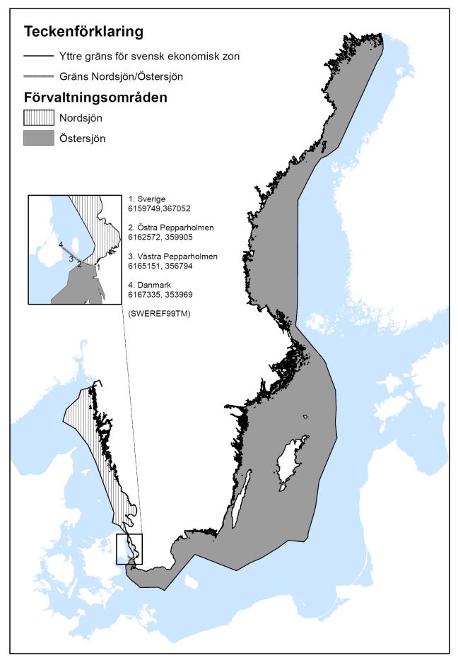 Förvaltningsområden enligt havsmiljöförordningen Östersjöregionen