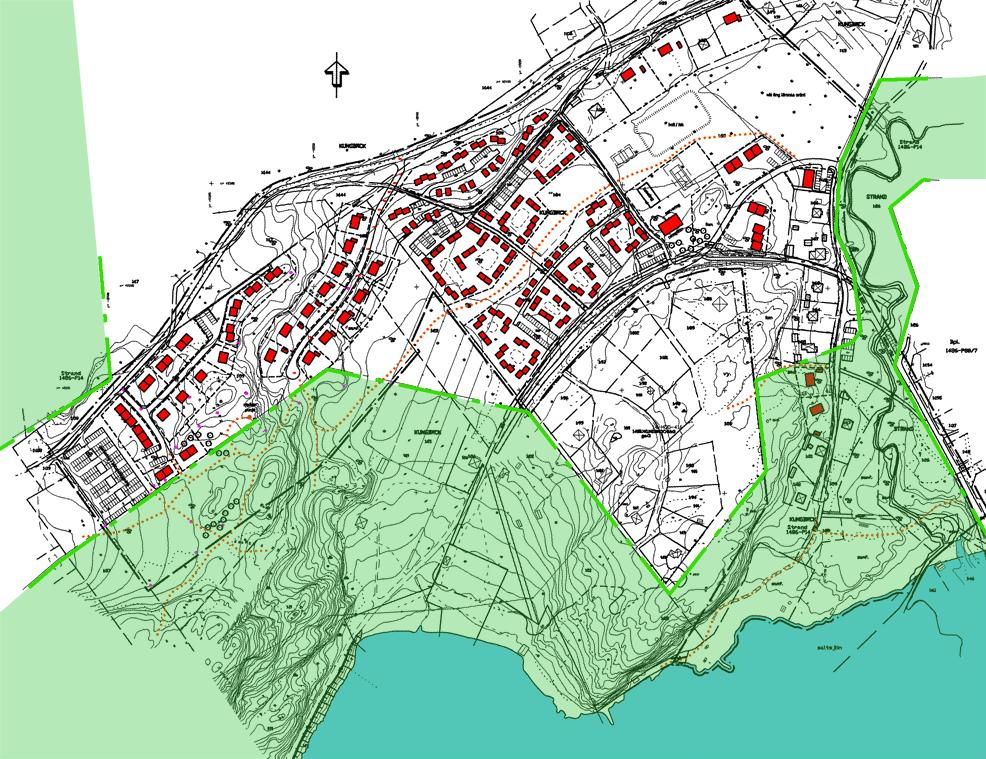 PLANERINGSFÖRUTSÄTTNINGAR Strandskyddsområde Strandskyddsområdet lämnas i övrigt orört för det rörliga friluftslivet. Länsstyrelsen eller miljödomstolen får meddela dispens från strandskyddet.