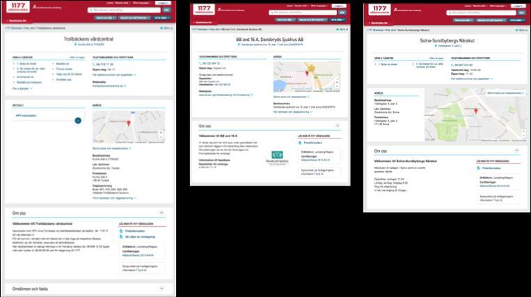 Översikt kontaktkort på 77 Vårdguiden Beroende på vilka informationsmängder som är kopplade till en enhet kan