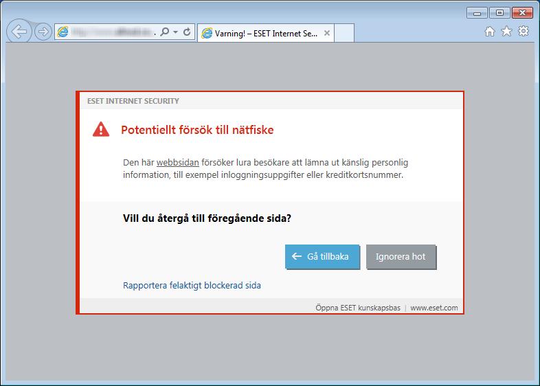 OBS! Potentiella nätfiskewebbplatser som har vitlistats upphör som standard efter flera timmar. Tillåt en webbplats permanent genom att använda verktyget URL-adressbehandling.