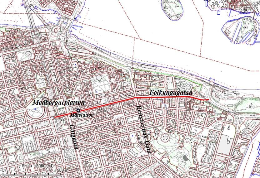 Sida 5 (7) Hastighetssänkning Folkungagatan mellan Söderledstunneln och Londonviadukten Hastighetssänkning föreslås på hela Folkungagatan.