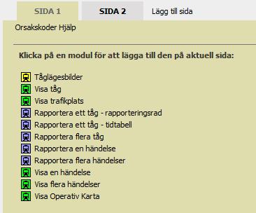 Genom att klicka på länken får du en vy med möjlighet att på aktuell sida lägga till moduler som innehåller de olika funktionerna.