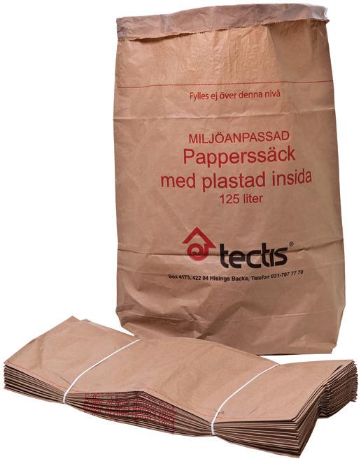 09100125 Sopsäckar Papper 125 l 75 x 100 x 25 cm 2 Blad 50 st/frp 1 950 st/pal 09100160 Sopsäckar Papper 160 l 80 x 105 x 30 cm 2 Blad 50 st/frp 1 950 st/pal 09100210 Sopsäckar Papper 210 l 87 x 105
