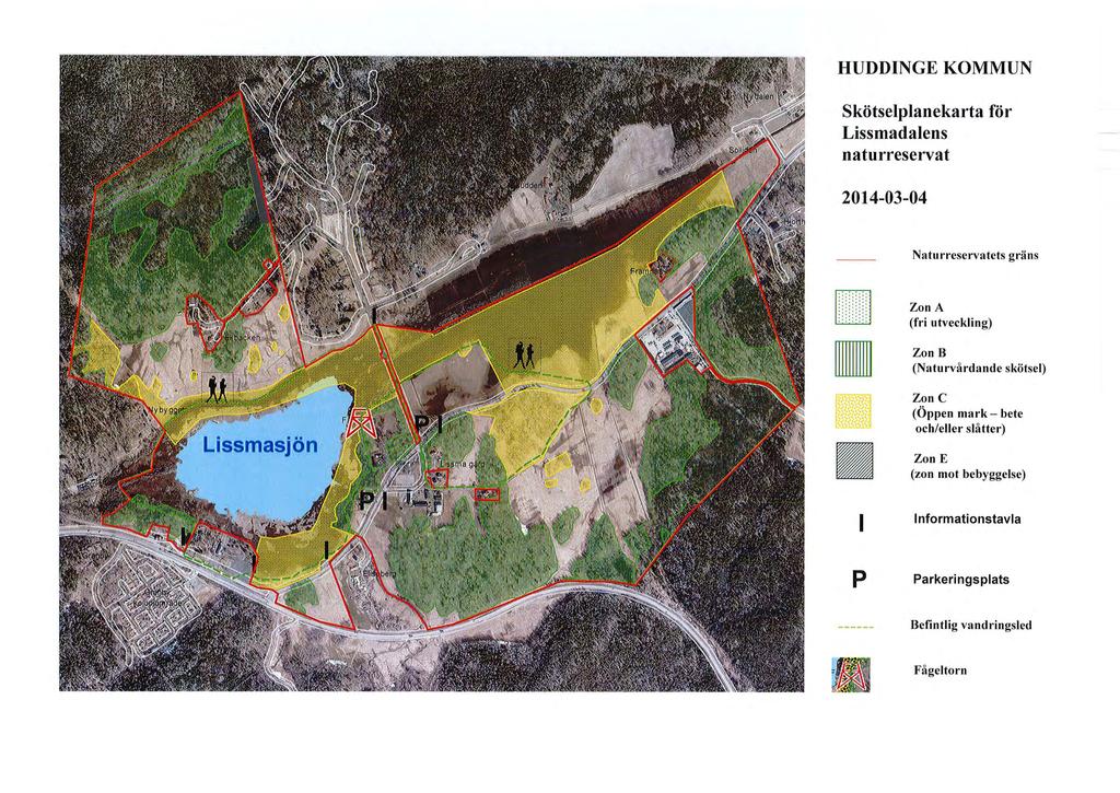 HUDDINGE KOMMUN Skötselplanekarta för Lissmadalens naturreservat 2014-03-04 Naturreservatets gräns N llilililj ZonA (fri utveckling) Lissmasjön -~{~~~{~~,......,.,.... '".,....,.,,.