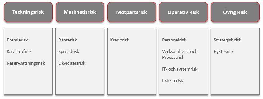Kategorisering av risker Bolaget utsätts i sin verksamhet för en rad olika risker, för vilka de signifikanta övergripande riskkategorierna visas nedan av Figur 1.
