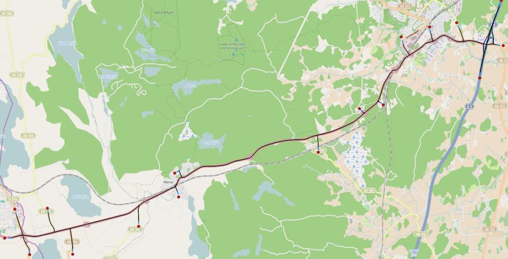 2 Förutsättningar 2.1 Dagens trafiksituation Till väg 57 ansluter flertalet allmänna vägar (statliga och kommunala) och enskilda vägar. Bredden på väg 57 varierar längs sträckan.