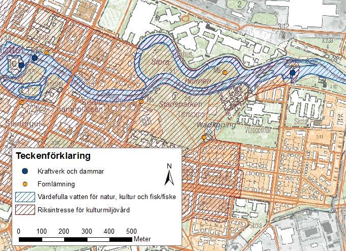 8 (10) 6. Förutsättningar för miljöpåverkan Underlagsmaterial (GIS) har inhämtats från Länsstyrelsen, Skogsstyrelsen och Riksantikvarieämbetet och redovisas på kartan nedan.