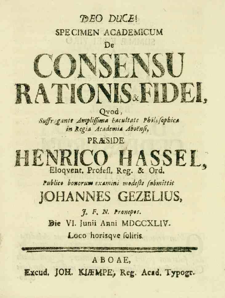 D_so OUd l! SPECIMEN ACADEMICUM De RA FIOjNI'S-*ri-jjjfc;i- Qvod, Suffr \gantt Jmpliffma facultate PbiUfojphicA in Regin AcademtA Abofnfi, PR&SiDE HENRICO HASSEL, Eloqveat. J Proteft. Reg. & Ord.