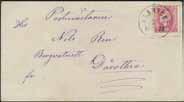 371 2 NYLAND 20.10.1855, fyrkantstämpel. LYX-stpl. Y 500:- 372 45 ALANÄSET 20.3.1888. På brev, vackert stämplat. Z 300:- 373K 45 ASKER 20.1.1887. LYX-stämplat. T 300:- 374 32 ASKERYD 5.11.77 (kt).