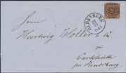 826 838 829 834 830 835 833 6 1857 Skilling 16S. grey-violet. Horizontal pair with good margins all around, two numeral cancellations 1 = Copenhagen. Ex Weigel. 1.000:- 834K L7 1858 Imperforate.