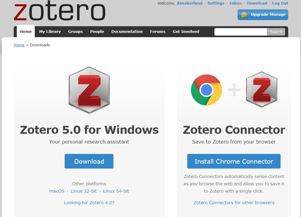 INSTALLERA Börja använda Zotero Gå till zotero.org och klicka på Download Now. Nu får du upp en sida som ser ut ungefär som här nedan.