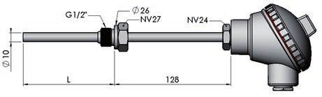 Givare enligt DIN 43763 form B enligt DIN 43763 form B Lång hals Lagerförd modell 7931: Lagerförd modell 81093: Termoelement typ K Armatur med utbytbar mätinsats Ø 6 mm med enkelt fyrtrådskopplat,