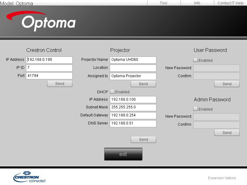 ANVÄNDA PROJEKTORN Verktygssida Kontakta IT helpdesk RS232 med Telnet-funktion Det finns alternativa RS232-kommandon, i