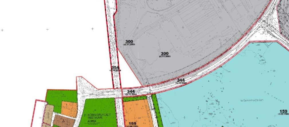 Asemakaava Suunnittelualue on vähäisiä virkistys-, liikenneja katualueita lukuun ottamatta kaavoittamaton. Bild 7: Utdrag ur tidsenlig detaljplan.