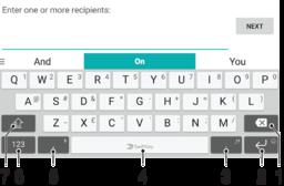 Skriva text Virtuella tangentbord Det finns ett antal förinstallerade tjänster för textinmatning i enheten.