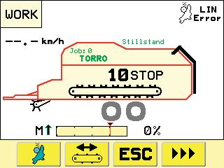 position b c g a b c d e f T1 T2 T3 T4 Aktuell position i längdrörelse (bara indikeringsfunktion) = utkörning = inkörning = parkeringsposition Aktuell position för sliputrustningen (bara