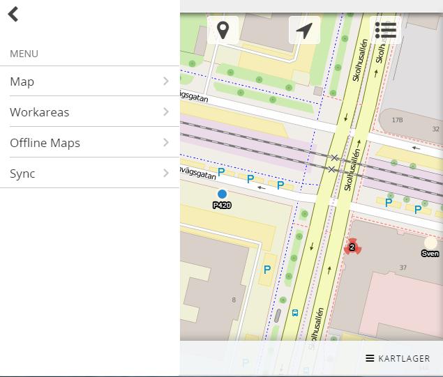 Manual för Sweco Piano 14 Offline Kartor Ifall arbete ska utföras i områden där mobiltäckning kan vara dålig, finns det möjighet att i förväg lagra kartor