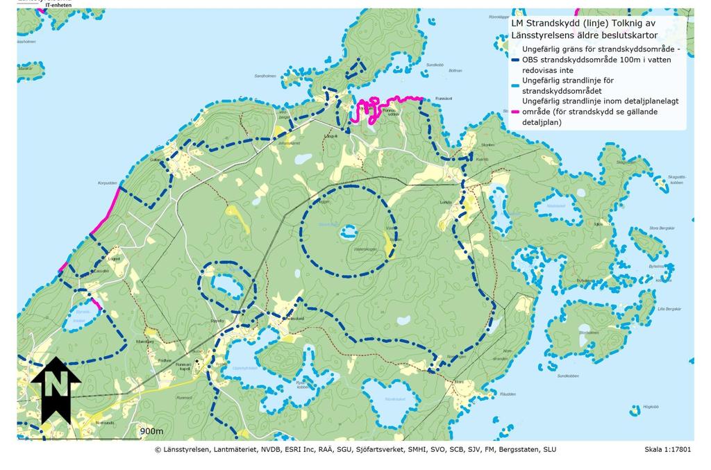 Strandskydd Generellt: 100 m från nuvarande strandlinje Utökat: