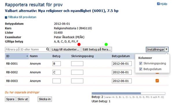 Figur 3: Rapportering av resultat på prov (Mälardalens Högskola, 2012) Det finns 5000 behöriga Ladokanvändare i landet, de flesta är studieaministratörer.