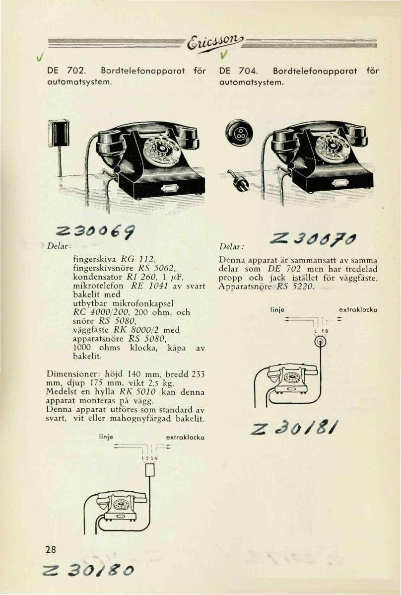 cmsl DE 702. Bordtelefonapparat för DE 704. Bordtelefonapparat för automatsystem.