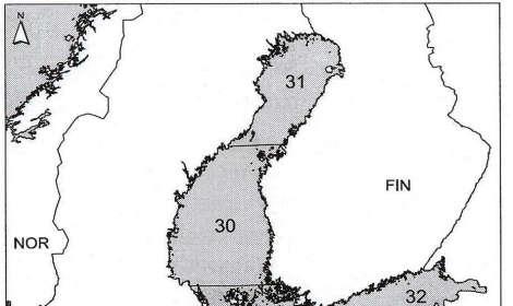 29 8.5 FÅNGST PER FÅNGSANSTRÄNGNING I BOTTENVIKEN 2006, 2010 och 2015 I tabell 12 jämförs den här fiskeriundersökningens fångster per redskapsdygn (CPUE) med motsvarande koefficienter från hela