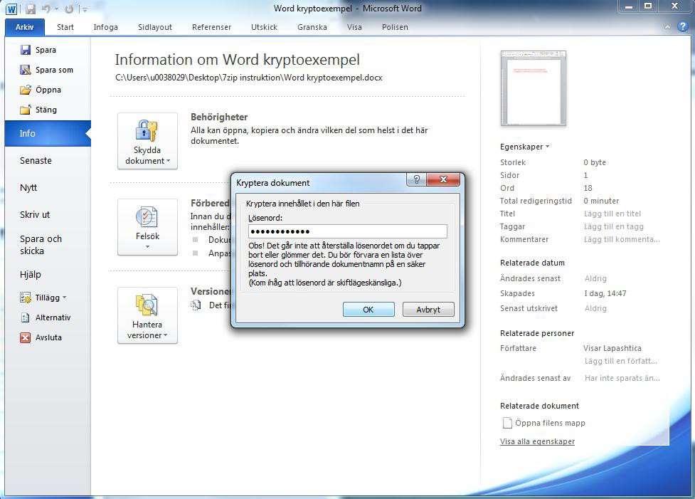 2 Använda Microsoft Office-paketets inbyggda krypteringsfunktioner 1.