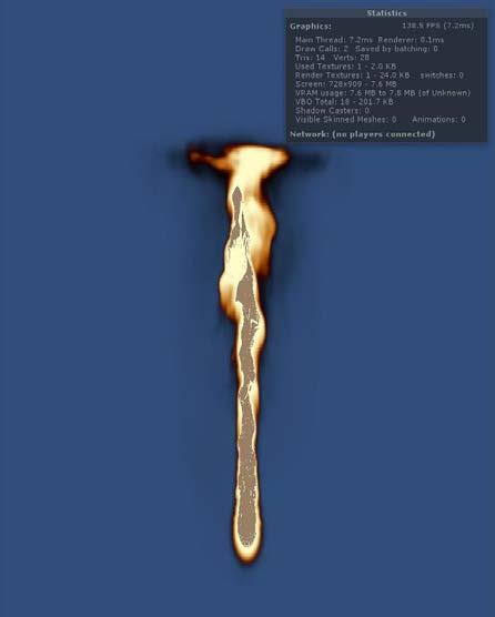 Figur 11 Defekt hos original effekten vid höga värden av FireAbsorbtion.