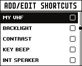 5 Genvägar Sidan Shortcuts (Genvägar) kan nås genom en lång tryckning på VOL/SQL-vredet.