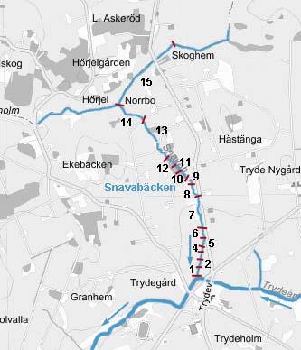 sträckor, 1-17 i Stenbybäcken.