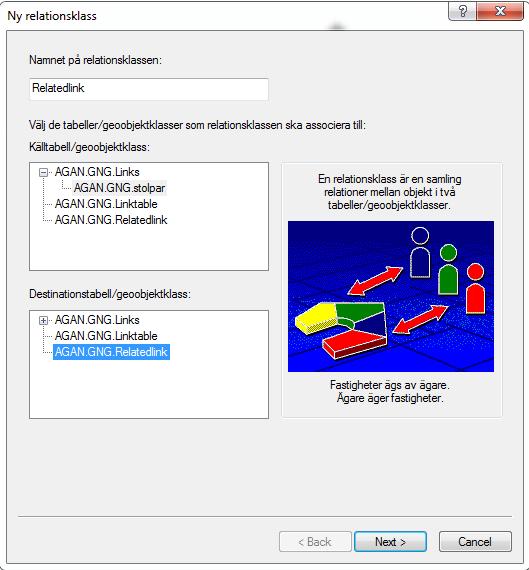 Klicka Nästa. Låt valet Enkel relation vara markerad och välj Nästa. I nästa steg ska etiketter anges.
