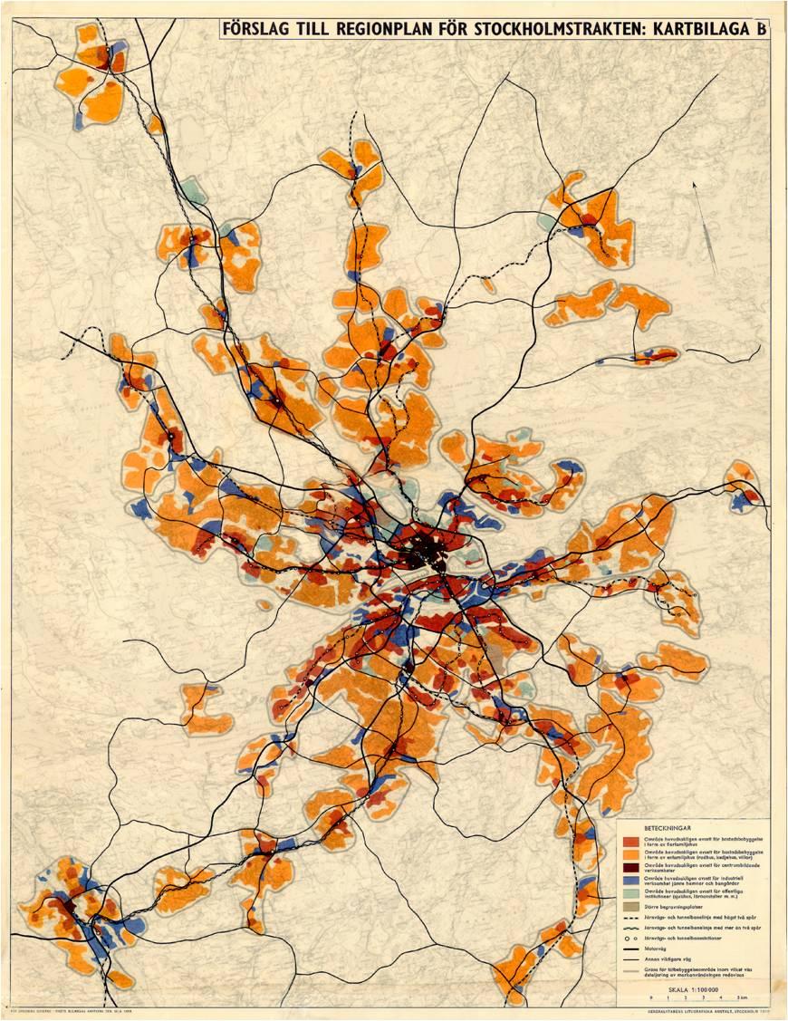 Regionplan 1958 Vägnät Ringen Rådmansleden Bogesundsleden Årstaleden Skarpnäcksleden