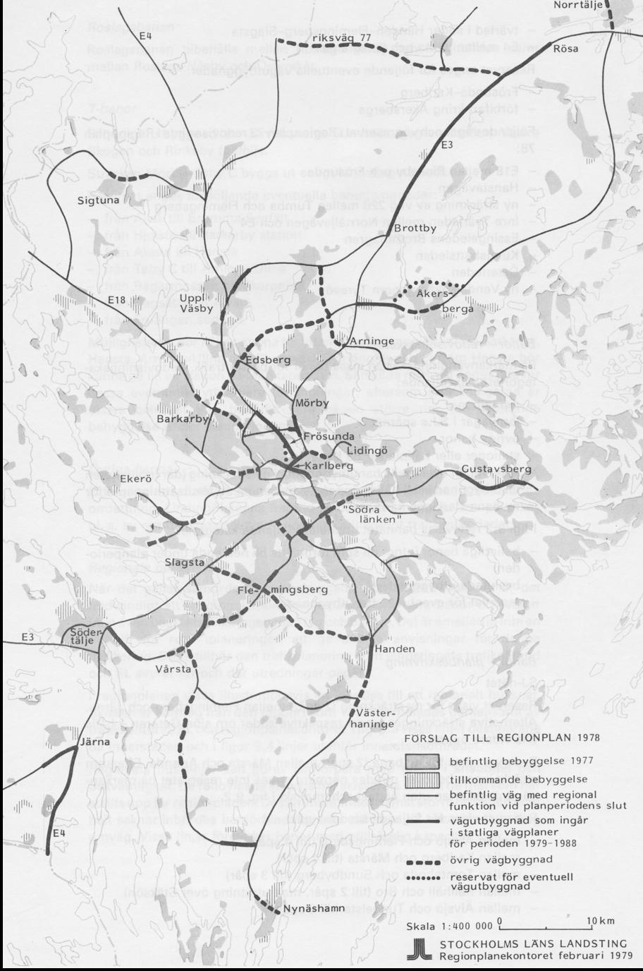 Regionplan 1978 Vägar Klarastrandsleden-Söderleden E18