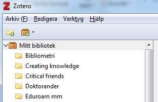 Organisera ditt bibliotek Alla referenser du lägger in i Zotero finns i