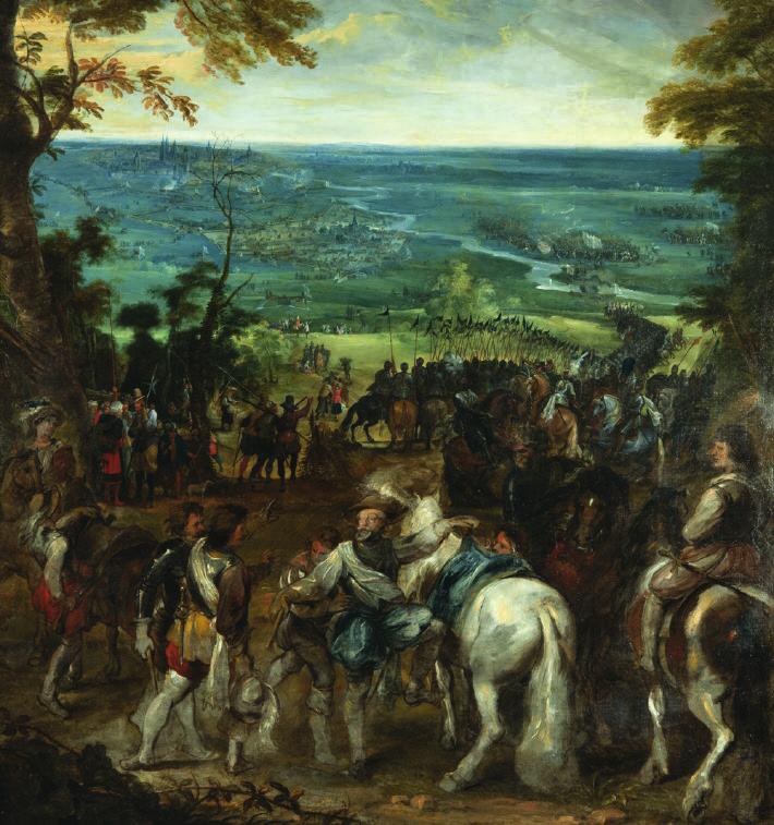 4. Henrik IV av Frankrike vid belägringen av Amiens av Peter Paul Rubens Våning 5 Mannen i de blå byxorna som står vid den vita hästen är den franske kungen Henrik IV.