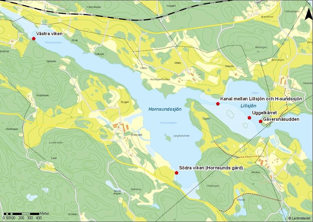 Områdesbeskrivningar Lillsjön och Hornsundssjön Lillsjön (Figur 5 & 6), beläget i västra delen av Båven, är en mindre vik som har förbindelse med Hornsundssjön i väster och Båven i öster via en kanal