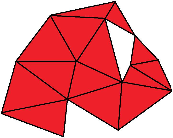 Figur 4: Navmesh exempel, röda fält är det tillåtet att gå på och vita fält är ej tillåtet att gå på 4.