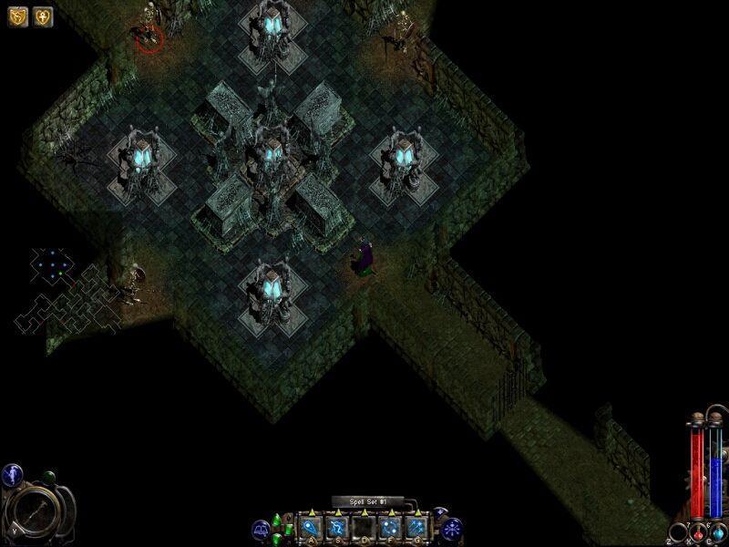 (Grinding Gear Games, 2013) använder sig av algoritmer som specialiserats för att generera grottsystem och har lyckats väldigt väl med detta. Figur 3 Ett typiskt grottsystem i ARPG-spelet Nox.