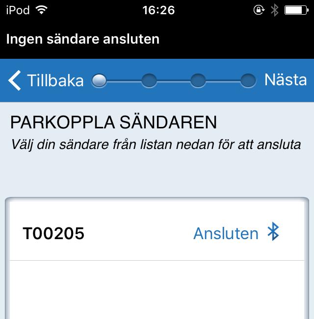 Tryck på Nästa. 8. Popup-skärmen Bluetoothparkopplingsförfrågan visas. Tryck på Parkoppla för att bekräfta parkopplingen. 10.