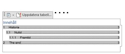 Gå sedan till innehållsförteckningen