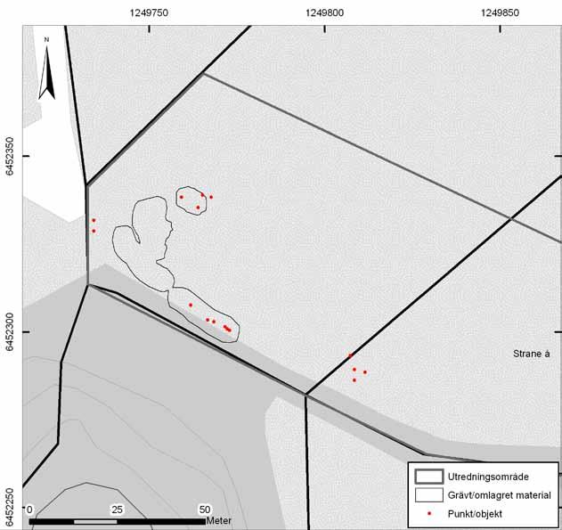 Jakten på det försvunna skeppet 11 Figure 7. Results of the georadar survey. Scale 1:10 000. Permission for distribution approved by the Security Officer. Lantmäteriet 2010-10-14. Dnr 601-2010/2579.