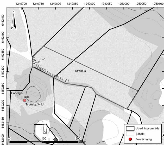 Appendix 1. Plan of investigation area. Scale 1:3 000. Permission for distribution approved by the Security Officer. Lantmäteriet 2010-10-14.