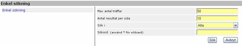 C Återsökning och presentation av handling Återsökning kan ske antingen som enkel (standardmässig) sökning och/eller genom en för respektive verksamhet anpassat avancerat sökformulär för s.k. avancerad sökning.