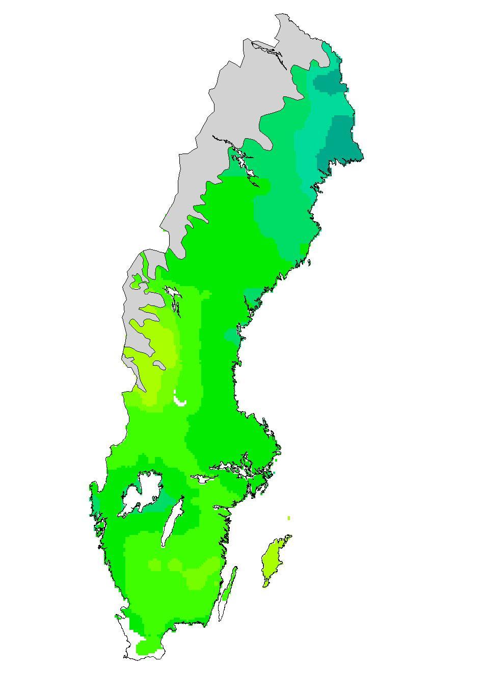 kraftigare skurar på sommaren lägre avrinning på sommaren Eventuellt förändrade