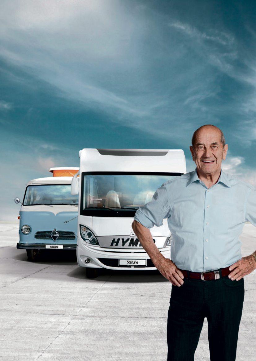HYMER-vägen Pionjär 5 Pionjären HYMER-vägen Uppfinnare, visionär, företagare Erwin Hymer utvecklade sin företagsgrupp till marknadsledare i Europa och skrev campinghistoria.