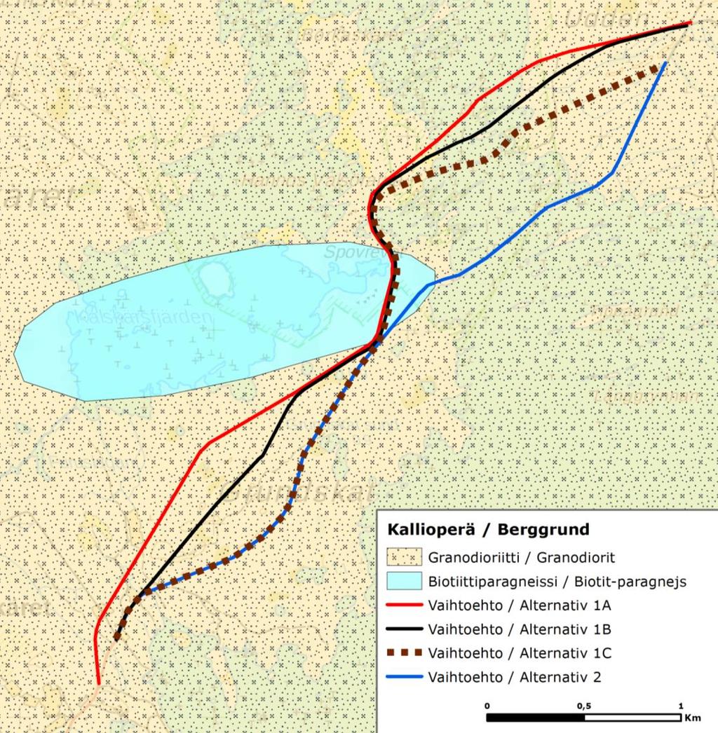 56 (65) Korsholms världsarvsväg FCG DESIGN OCH PLANERING AB Bild 5.25. Berggrund i planeringsområdet (GFC 2010b) Landhöjning förekommer i hela Östersjöområdet, men är som starkast i Kvarken (Bild 5.
