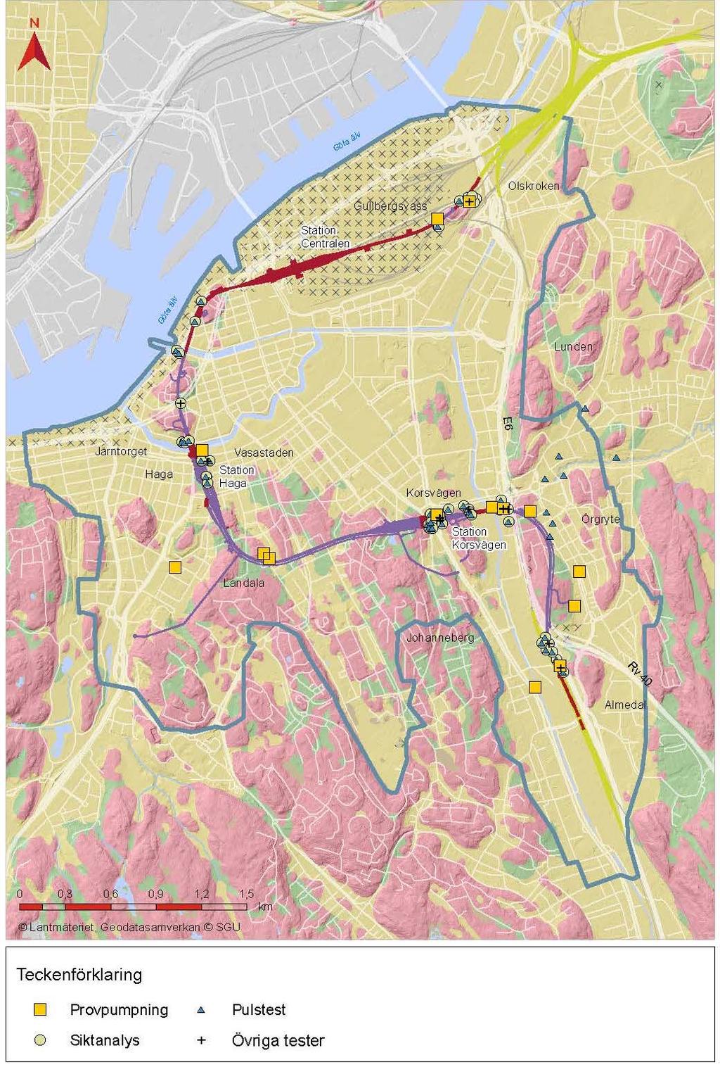 6.3.2 Utförda undersökningar inom projekt Västlänken Undersökningar har utförts inom AKF-uppdragen samt inom MPU.
