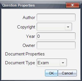 Lägga till copyrightinformation Använd dialogrutan Frågeegenskaper för att lägga till copyrightinformation om den aktuella frågan. 1. Klicka på ikonen Verktygspalett för lärare > Frågeegenskaper.