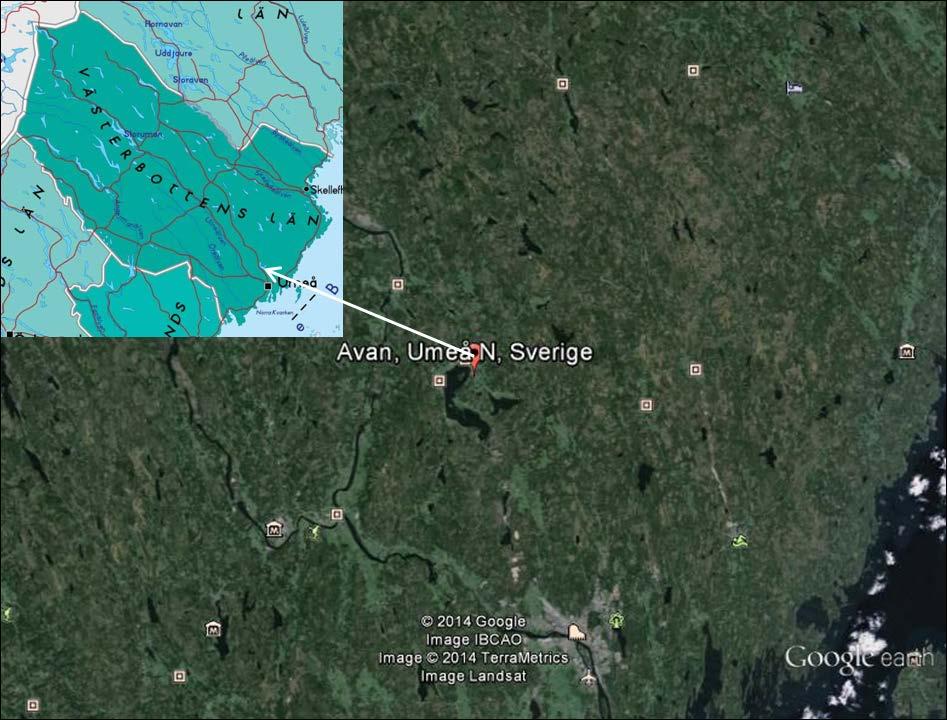 2 Metoder 2.1 Områdesbeskrivning Avan är en sjö nordost om Tavelsjön, ca 35 km väster om Umeå, med koordinater 64 02 19.82 N, 20 05 11.23 Ö (Fig. 2).